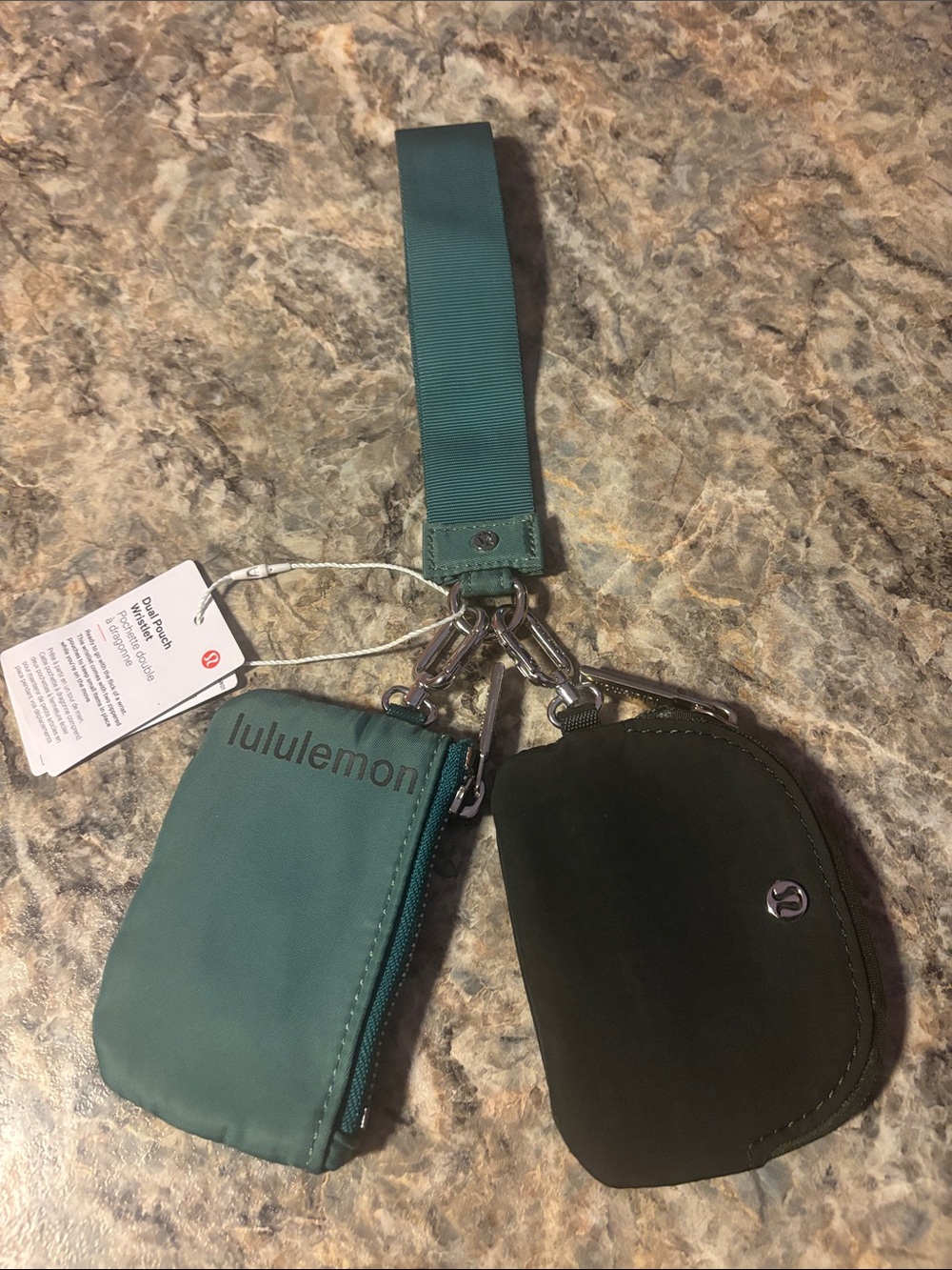lululemon athletica Teal and Dark Green Key & Card Holder Wristlet